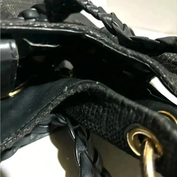 Michael kors black straw shoulder handbag with leather strap & trim - Picture 8 of 13